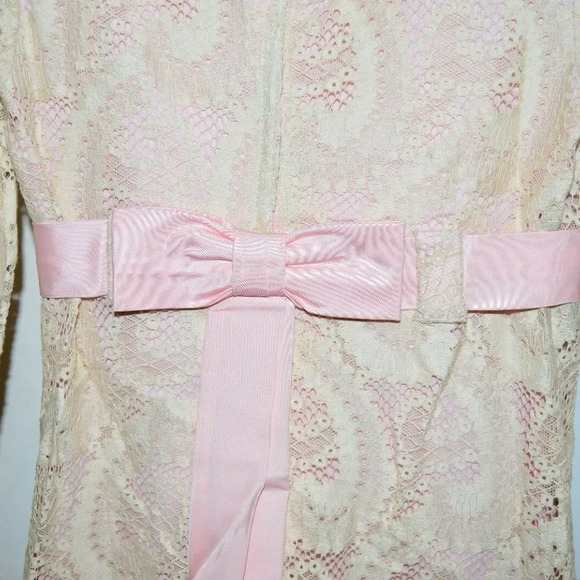 1950s Empire Waist Nehru Collar Dress Lace - Picture 8 of 8